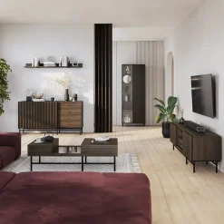 Garnero Arredamenti Tavolini Moderni|Tavolini Moderni-Tavolino da salotto doppio cassetti 134x40cm wengè Blackwood