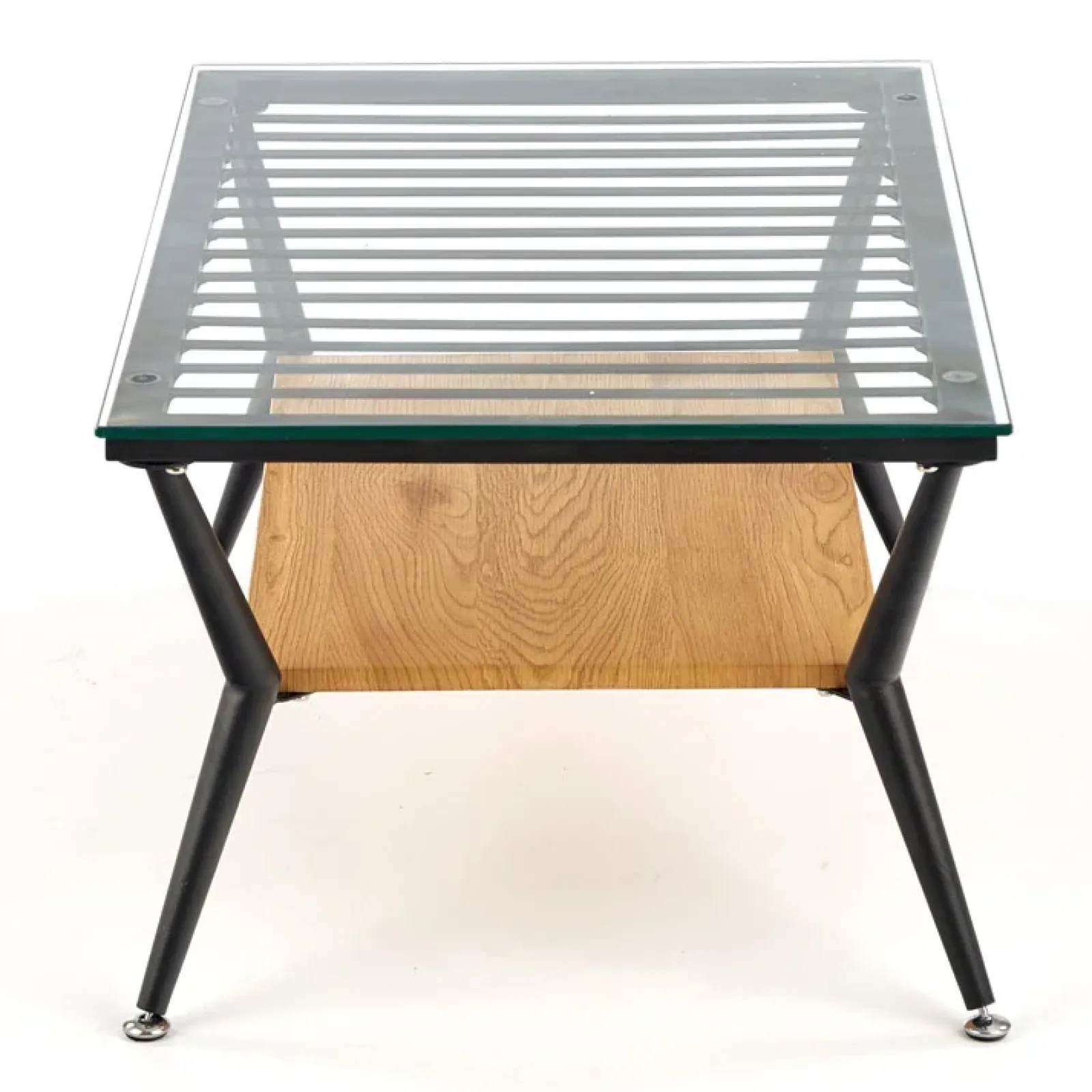 Garnero Arredamenti Tavoli Da Pranzo|Tavolini Da Salotto-Tavolino da salotto in vetro moderno 80x38h cm rovere miele nero Ribe