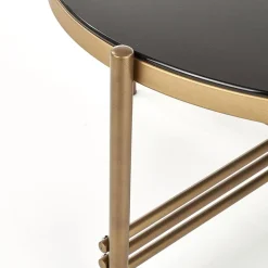 Garnero Arredamenti Tavolini Moderni|Tavolini Moderni-Tavolino da salotto in vetro rotondo 80x80cm nero oro Flam