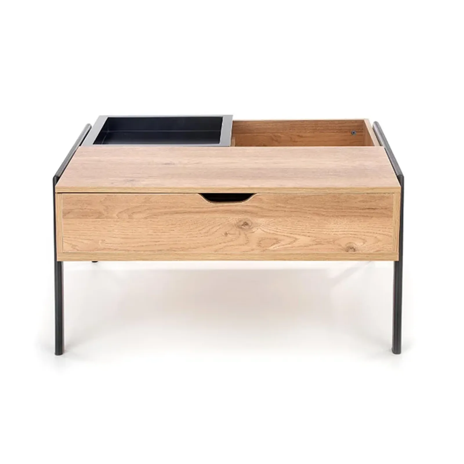 Garnero Arredamenti Tavolini Moderni|Tavolini Moderni-Tavolino da salotto industrial 85x64cm rovere metallo nero Larisa