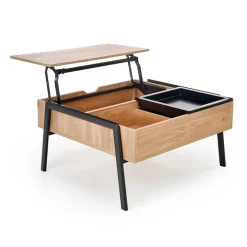 Garnero Arredamenti Tavolini Moderni|Tavolini Moderni-Tavolino da salotto industrial 85x64cm rovere metallo nero Larisa