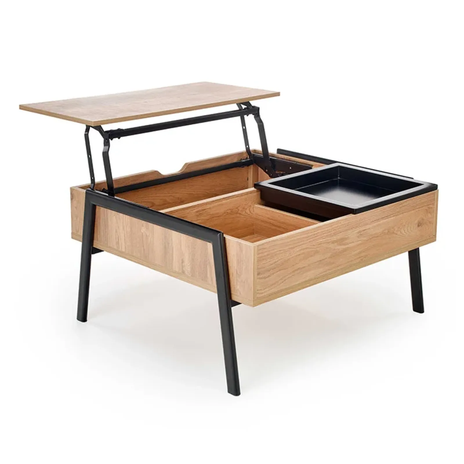 Garnero Arredamenti Tavolini Moderni|Tavolini Moderni-Tavolino da salotto industrial 85x64cm rovere metallo nero Larisa