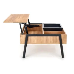 Garnero Arredamenti Tavolini Moderni|Tavolini Moderni-Tavolino da salotto industrial 85x64cm rovere metallo nero Larisa