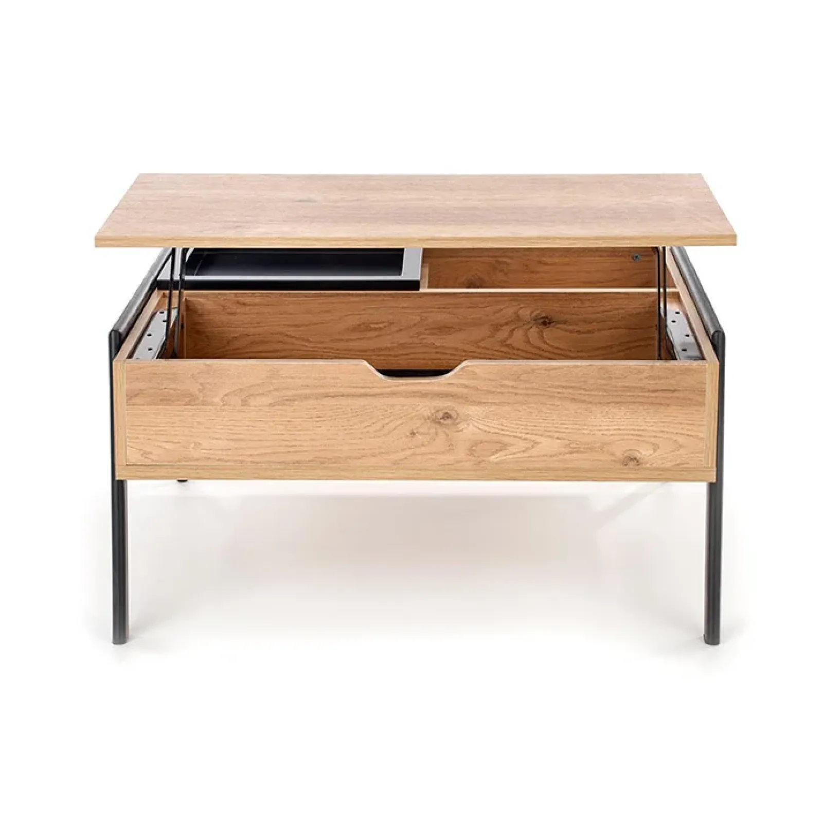 Garnero Arredamenti Tavolini Moderni|Tavolini Moderni-Tavolino da salotto industrial 85x64cm rovere metallo nero Larisa