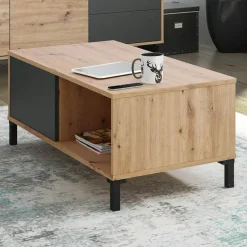 Garnero Arredamenti Tavolini Moderni|Tavolini Moderni-Tavolino da salotto moderno design 100x50cm rovere nodato antracite Rory