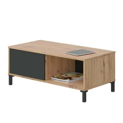 Garnero Arredamenti Tavolini Moderni|Tavolini Moderni-Tavolino da salotto moderno design 100x50cm rovere nodato antracite Rory