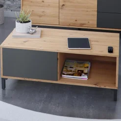 Garnero Arredamenti Tavolini Moderni|Tavolini Moderni-Tavolino da salotto moderno design 100x50cm rovere nodato antracite Rory