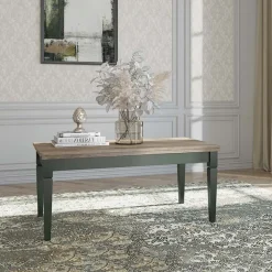 Garnero Arredamenti Tavolini Classici|Tavolini Classici-Tavolino da salotto moderno 110x50cm verde scuro quercia Texel