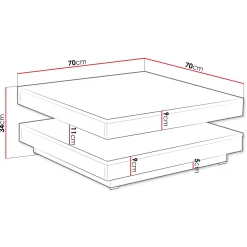 Garnero Arredamenti Tavolini Moderni|Tavolini Moderni-Tavolino da salotto quadrato 70x70cm rotante rovere bianco Rotol Bianco Opaco - Rovere