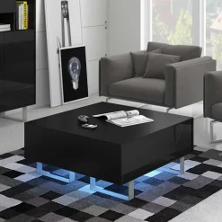 Garnero Arredamenti Tavolini Moderni|Tavolini Moderni-Tavolino da salotto quadrato moderno 85x85cm nero opaco e lucido Milo Nero Opaco - Nero Lucido