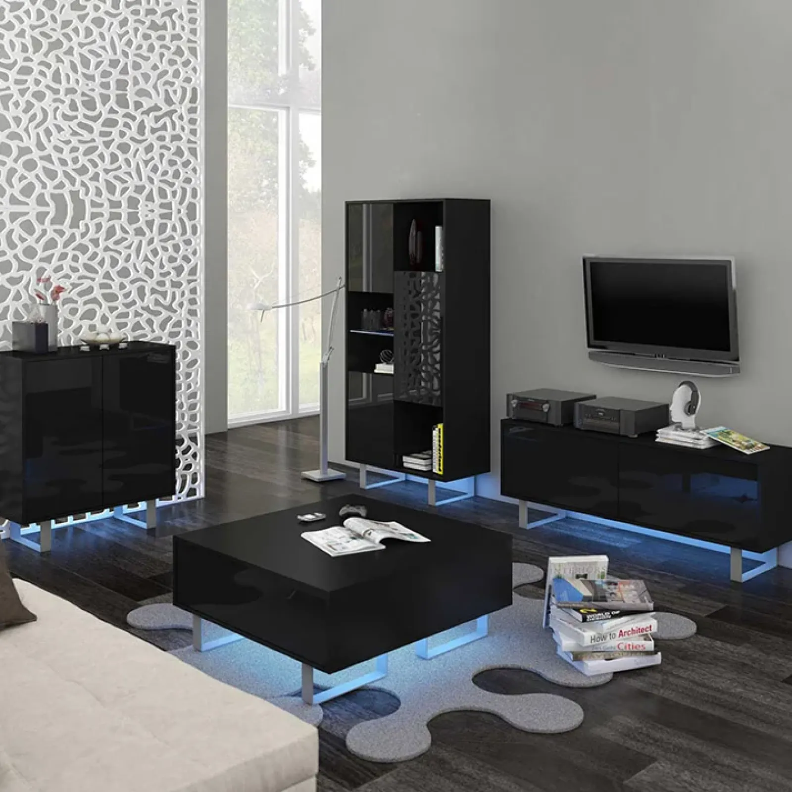 Garnero Arredamenti Tavolini Moderni|Tavolini Moderni-Tavolino da salotto quadrato moderno 85x85cm nero opaco e lucido Milo Nero Opaco - Nero Lucido