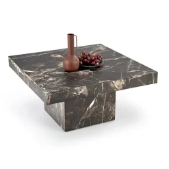 Garnero Arredamenti Tavolini Moderni|Tavolini Moderni-Tavolino da salotto quadrato 80x80cm effetto marmo nero Galassia