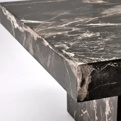 Garnero Arredamenti Tavolini Moderni|Tavolini Moderni-Tavolino da salotto quadrato 80x80cm effetto marmo nero Galassia