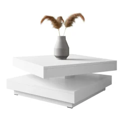 Garnero Arredamenti Tavolini Moderni|Tavolini Moderni-Tavolino da salotto quadrato 70x70cm rotante bianco Rotol Bianco Opaco