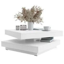 Garnero Arredamenti Tavolini Moderni|Tavolini Moderni-Tavolino da salotto quadrato 70x70cm rotante bianco Rotol Bianco Opaco