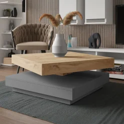 Garnero Arredamenti Tavolini Moderni|Tavolini Moderni-Tavolino da salotto quadrato 70x70cm rotante rovere grafite Rotol Rovere - Grafite