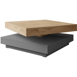 Garnero Arredamenti Tavolini Moderni|Tavolini Moderni-Tavolino da salotto quadrato 70x70cm rotante rovere grafite Rotol Rovere - Grafite