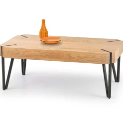 Garnero Arredamenti Tavolini Moderni|Tavolini Moderni-Tavolino da salotto rettangolare 110x60cm rovere miele nero Laval Rovere Rustico