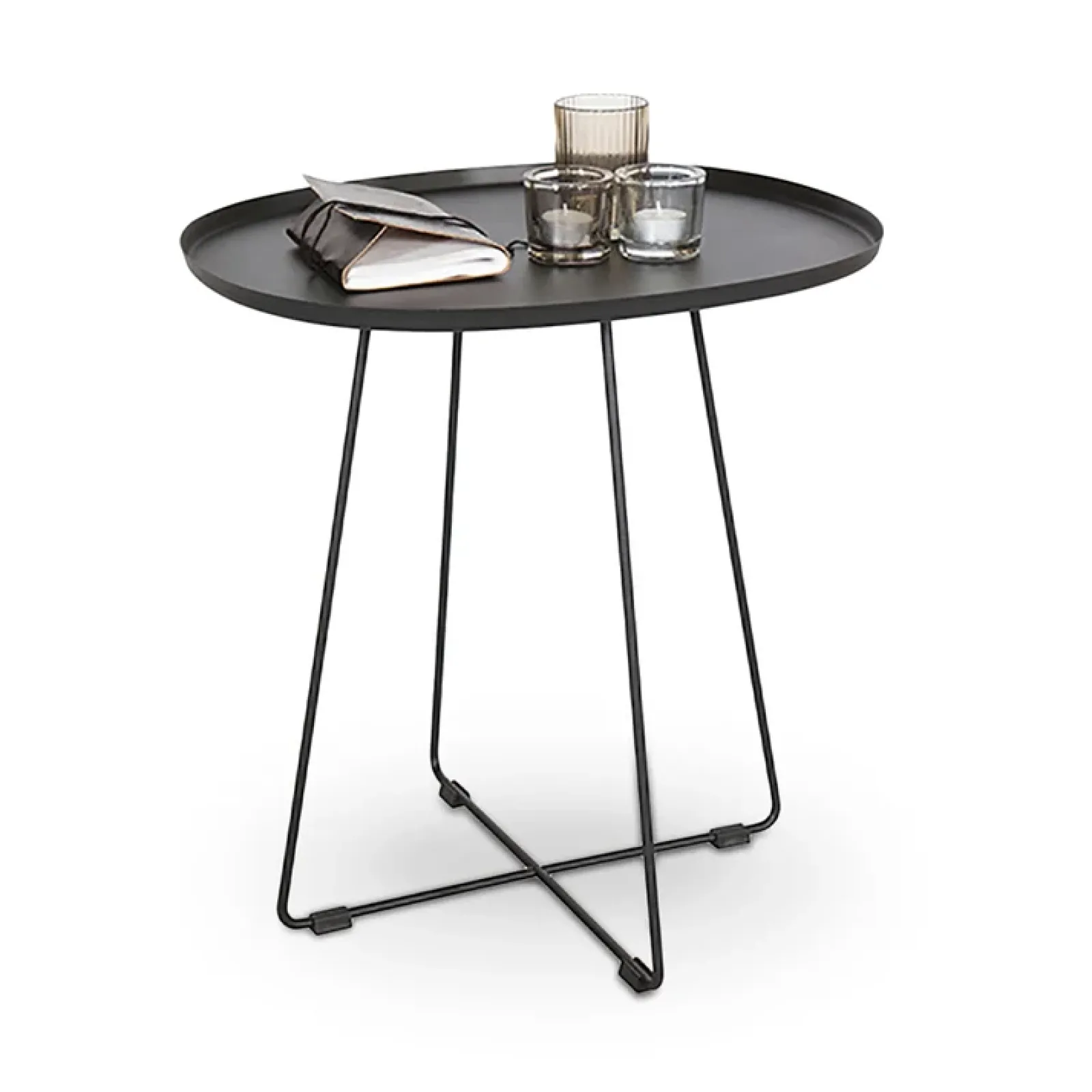 Garnero Arredamenti Tavolini Moderni|Tavolini Moderni-Tavolino da salotto rotondo design 50x51cm acciaio nero Raduf