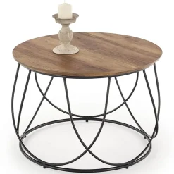 Garnero Arredamenti Tavolini Moderni|Tavolini Moderni-Tavolino da salotto rotondo moderno design 60x60cm noce nero Silver