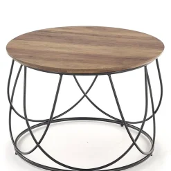 Garnero Arredamenti Tavolini Moderni|Tavolini Moderni-Tavolino da salotto rotondo moderno design 60x60cm noce nero Silver