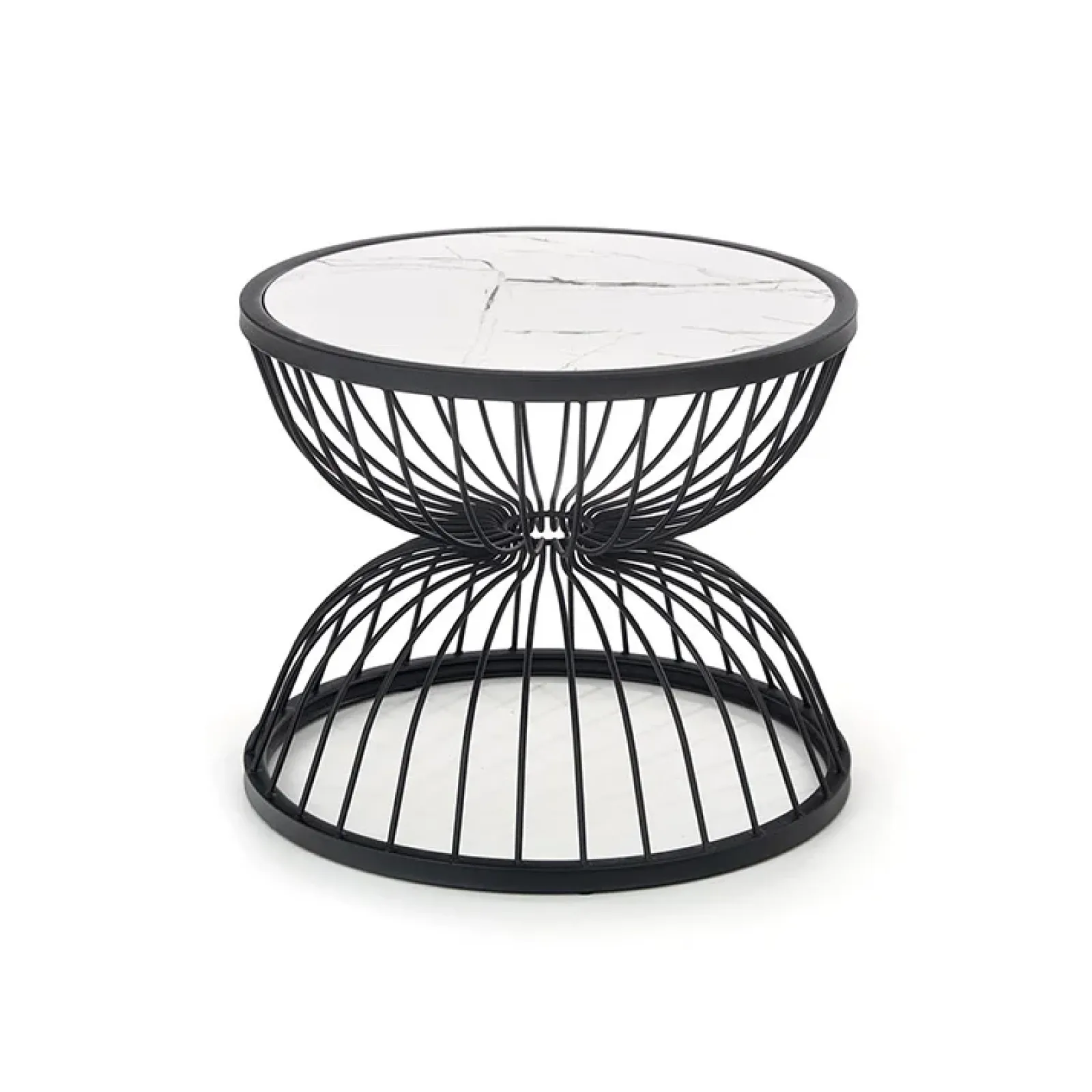 Garnero Arredamenti Tavolini Moderni|Tavolini Moderni-Tavolino da salotto rotondo 50x40cm in vetro marmo bianco nero Chiquita