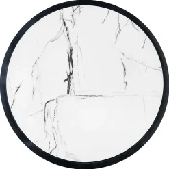 Garnero Arredamenti Tavolini Moderni|Tavolini Moderni-Tavolino da salotto rotondo 50x40cm in vetro marmo bianco nero Chiquita
