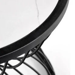 Garnero Arredamenti Tavolini Moderni|Tavolini Moderni-Tavolino da salotto rotondo 50x40cm in vetro marmo bianco nero Chiquita