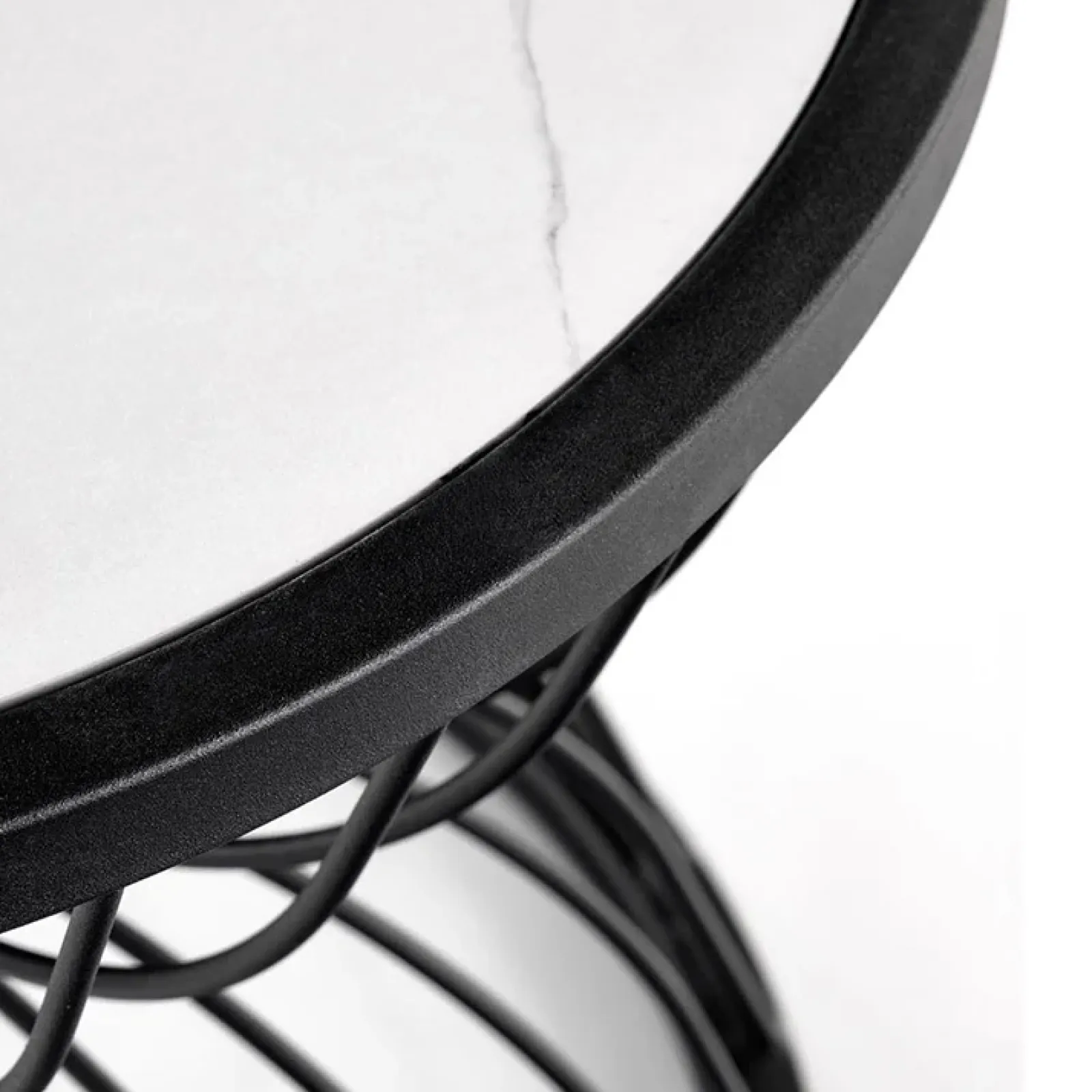 Garnero Arredamenti Tavolini Moderni|Tavolini Moderni-Tavolino da salotto rotondo 50x40cm in vetro marmo bianco nero Chiquita