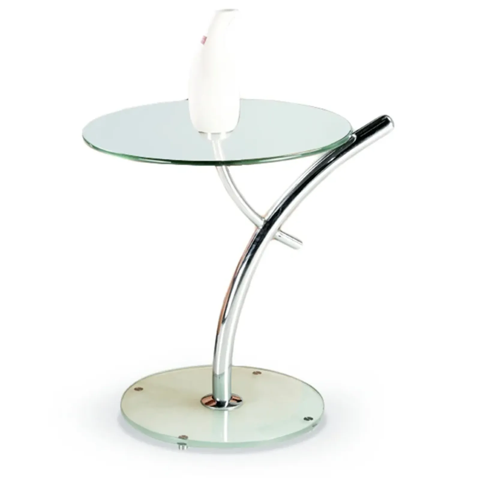 Garnero Arredamenti Tavolini Moderni|Tavolini Moderni-Tavolino da salotto rotondo 58x50cm vetro acciaio cromato Epog
