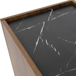 Garnero Arredamenti Tavolini Moderni|Tavolini Moderni-Tavolino da salotto 97x60 cm 2 vani a giorno piano effetto marmo nero noce Caliva