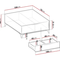 Garnero Arredamenti Tavolini Moderni|Tavolini Moderni-Tavolino da salotto 104x45cm 2 cassetti a frontale unico beige Miriam