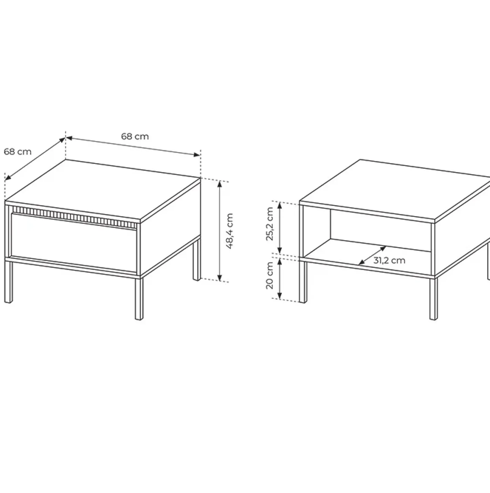 Garnero Arredamenti Tavolini Moderni|Tavolini Moderni-Tavolino da salotto 68x49cm 1 cassetto cannettato Ciar Beige