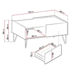 Garnero Arredamenti Tavolini Moderni|Tavolini Moderni-Tavolino da salotto 97x45cm 2 cassetti 1 vano a giorno grafite marmo nero Visby