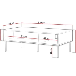 Garnero Arredamenti Tavolini Moderni|Tavolini Moderni-Tavolino da salotto 110x40cm 2 vani Stark Nero Opaco