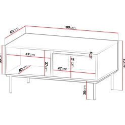 Garnero Arredamenti Tavolini Moderni|Tavolini Moderni-Tavolino da salotto 100x50cm 1 anta nero oro Praga Nero Opaco - Oro