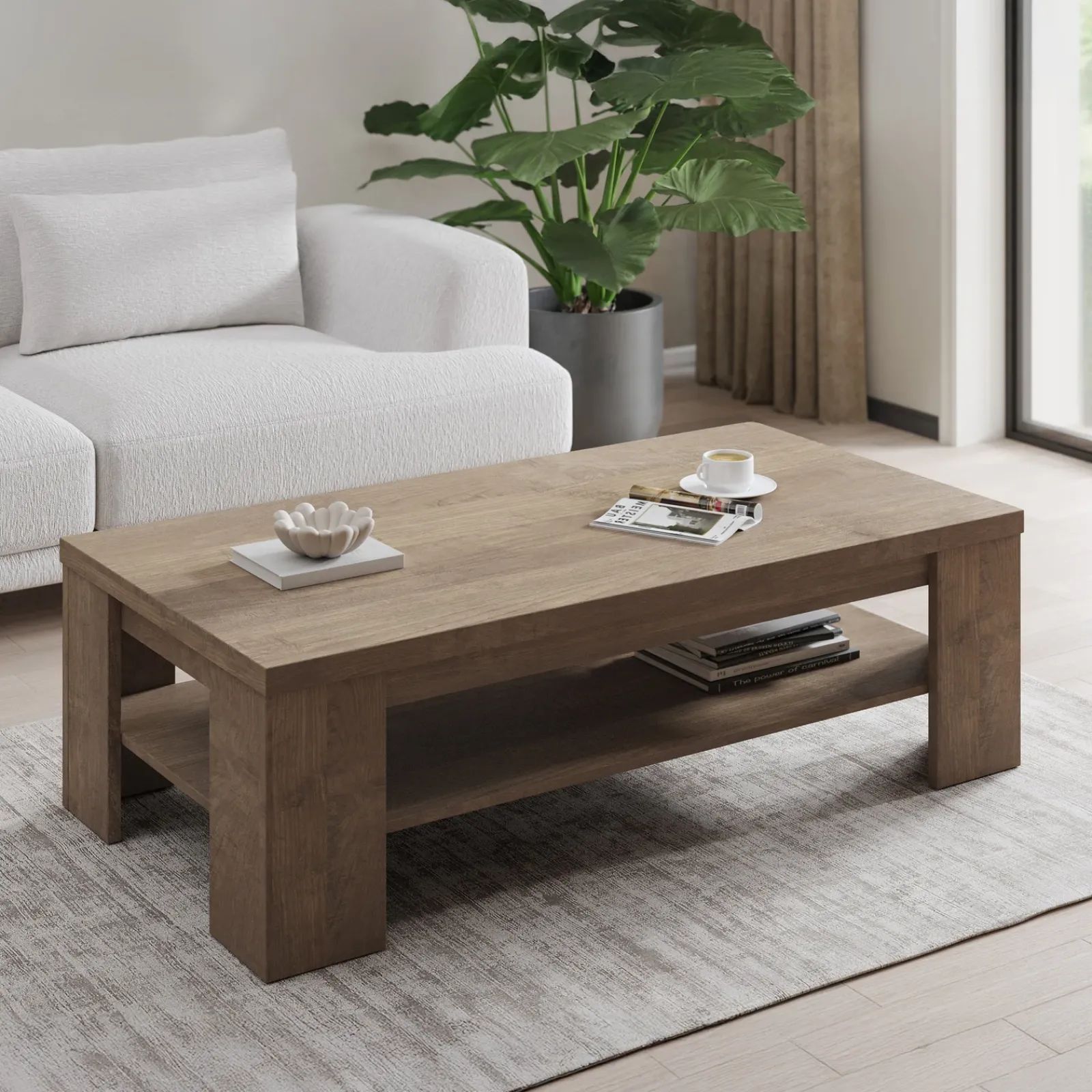 Garnero Arredamenti Tavolini Moderni|Tavolini Moderni-Tavolino da salotto 130x67cm 1 ripiano moderno Islen Noce