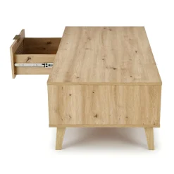 Garnero Arredamenti Tavolini Moderni|Tavolini Moderni-Tavolino da salotto 120x41cm 1 cassetto 1 vano a giorno moderno rovere Sombra