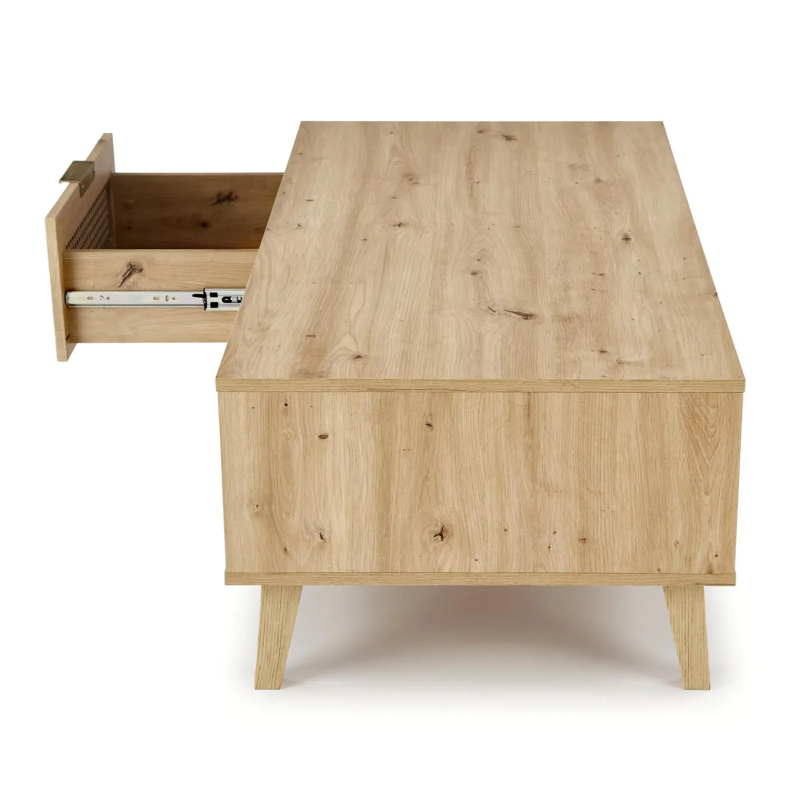 Garnero Arredamenti Tavolini Moderni|Tavolini Moderni-Tavolino da salotto 120x41cm 1 cassetto 1 vano a giorno moderno rovere Sombra