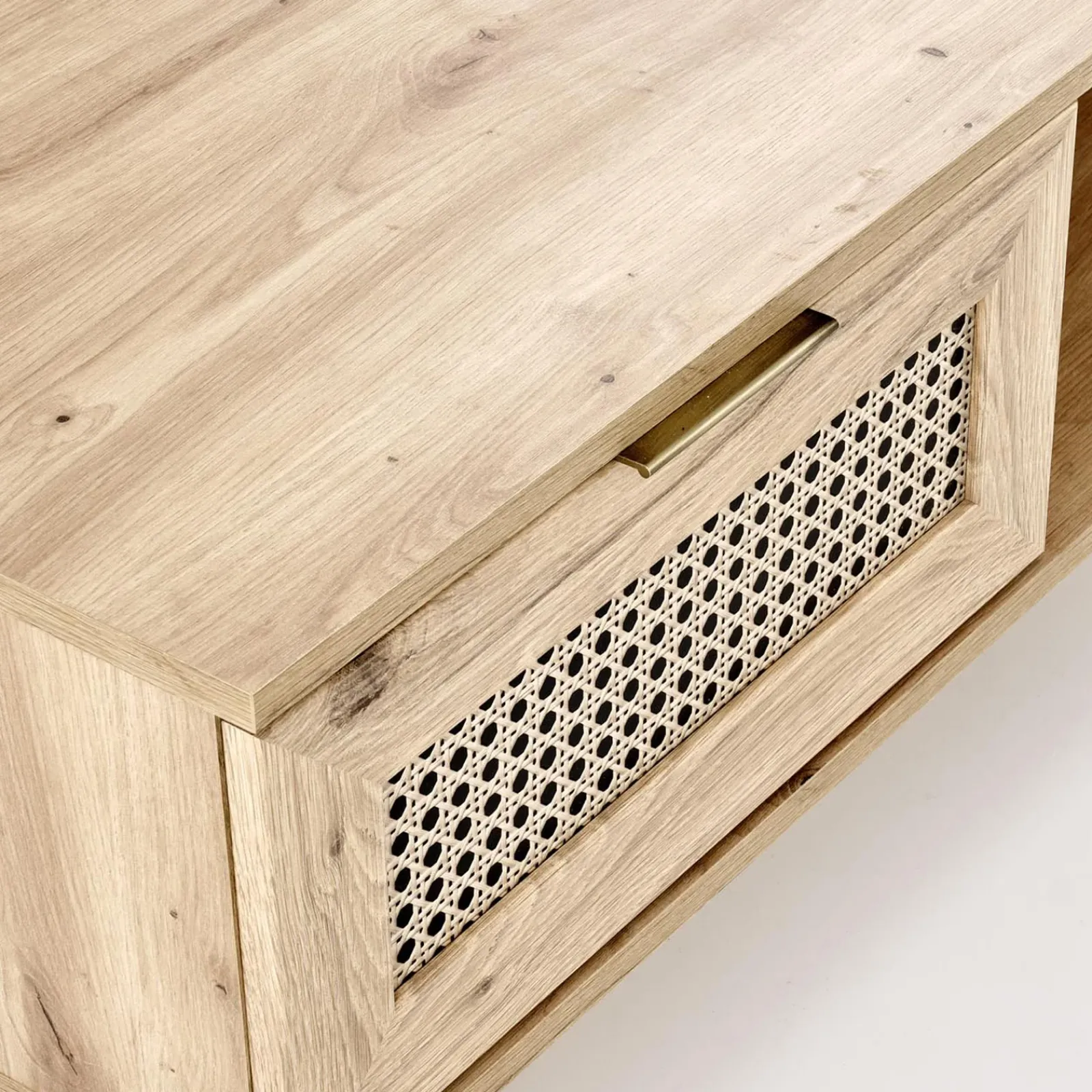 Garnero Arredamenti Tavolini Moderni|Tavolini Moderni-Tavolino da salotto 120x41cm 1 cassetto 1 vano a giorno moderno rovere Sombra