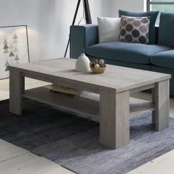 Garnero Arredamenti Tavolini Moderni|Tavolini Moderni-Tavolino da salotto 110x55cm 1 ripiano moderno rovere grigio Islen