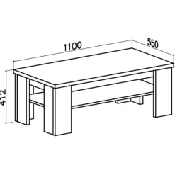 Garnero Arredamenti Tavolini Moderni|Tavolini Moderni-Tavolino da salotto 110x55cm 1 ripiano moderno rovere grigio Islen