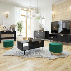 Garnero Arredamenti Tavolini Moderni|Tavolini Moderni-Tavolino da salotto 100x45cm 1 anta moderno nero Oriana