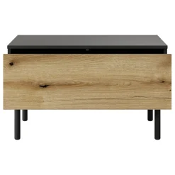 Garnero Arredamenti Tavolini Moderni|Tavolini Moderni-Tavolino da salotto 80x49cm 1 cassetto nero opaco rovere Amel