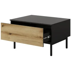 Garnero Arredamenti Tavolini Moderni|Tavolini Moderni-Tavolino da salotto 80x49cm 1 cassetto nero opaco rovere Amel