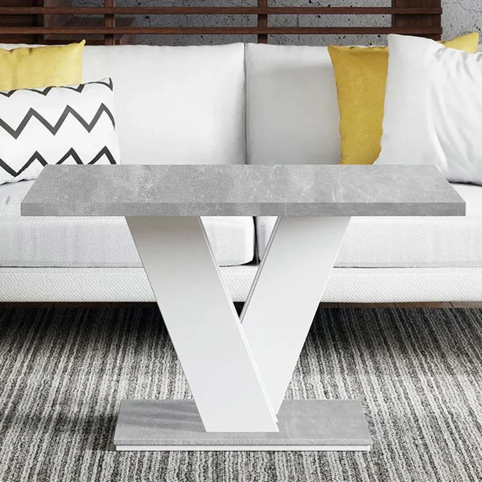 Garnero Arredamenti Tavoli Da Pranzo|Tavolini Da Salotto-Tavolino da salotto 100x70cm bianco effetto marmo Amilia