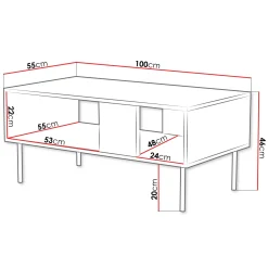 Garnero Arredamenti Tavolini Moderni|Tavolini Moderni-Tavolino da salotto 100x64cm con frontali decorati nero Daniele Nero Opaco