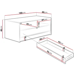 Garnero Arredamenti Tavolini Moderni|Tavolini Moderni-Tavolino da salotto 100x50cm con cassetto cannettato nero Athena Nero Opaco