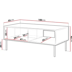 Garnero Arredamenti Tavolini Moderni|Tavolini Moderni-Tavolino da salotto 100x55cm con vano noce nero Wild Noce - Nero opaco
