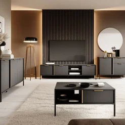 Garnero Arredamenti Tavolini Moderni|Tavolini Moderni-Tavolino da salotto 97x60cm con cassetto antracite Nebula